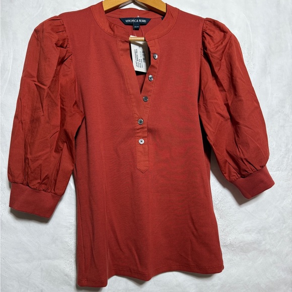 Veronica Beard Coralee Puff Sleeve Brick Red Size XS - Picture 1 of 1